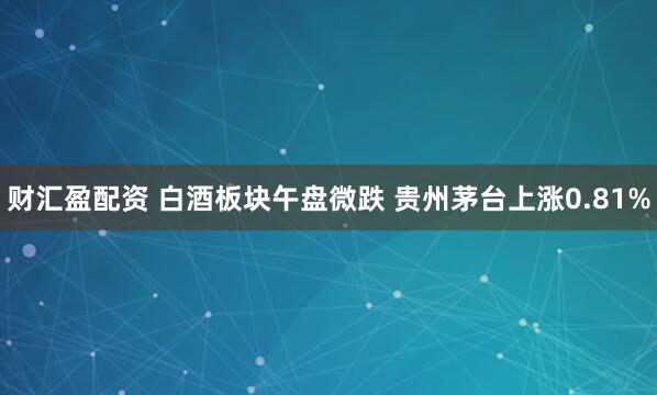 财汇盈配资 白酒板块午盘微跌 贵州茅台上涨0.81%